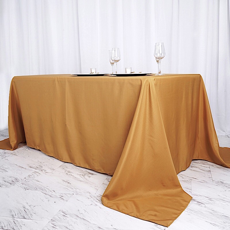 90x156-Inch GOLD RECTANGULAR Polyester Tablecloths Reception Catering ...