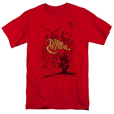 The Dark Crystal Poster Lines T Shirt Mens Licensed 80s Classic Movie Tee Red