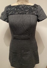 VERA WANG lavender  label wool blend top / mini dress grey beaded beads  36 S
