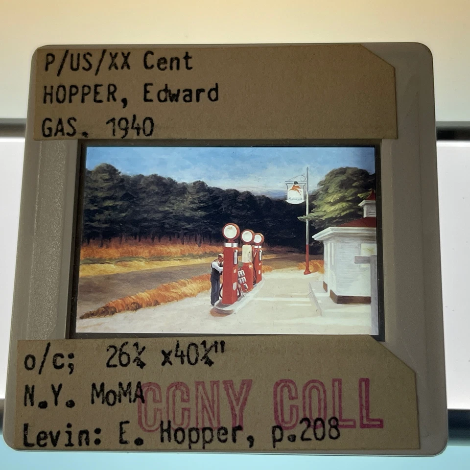Edward Hopper “Gas” 35 mm Diapositiva Artística Ashcan Escuela Realismo Foto 2 de 3