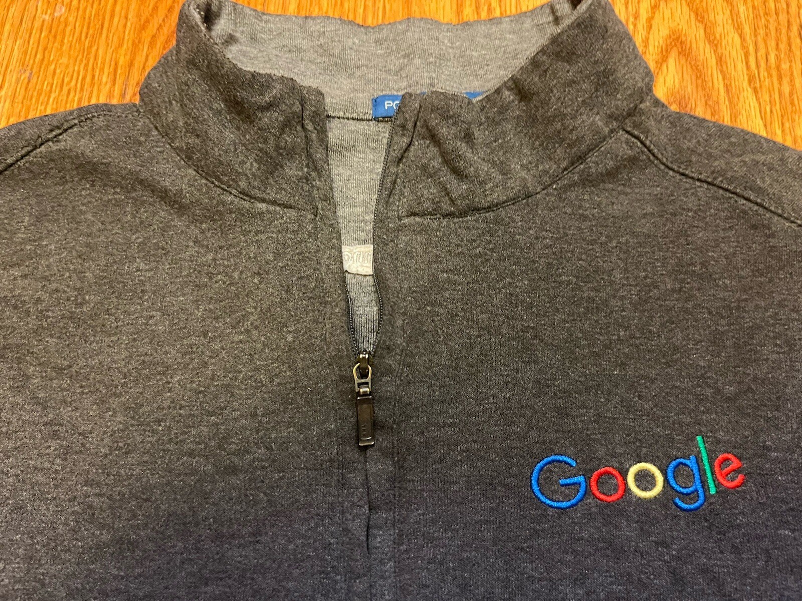 GOOGLE logo 1/4 ZIP Pullover Sweatshirt Gray Larg… - image 8