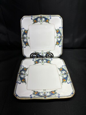 Set of 2 ~ Royal Worcester ''C2100'' England ~ Square Luncheon Plates ~ 9''
