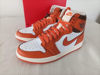 Neue Nike Air Jordan 1 Retro Grösse EUR 42 UK 7,5 DO9369-101 orange/weiß 