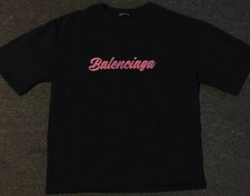 2018 Balenciaga Glossy Pink Logo Shirt L Designer Fashion NYC