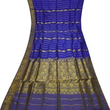 Vintage Blue Sarees 100 Pure Silk Zari Handwoven Rich Pallu Sari 6YD Fabric