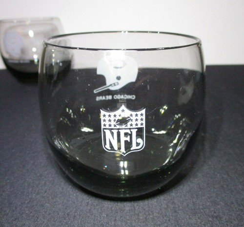 LOT (2), Vintage Chicago Bears Roly Poly, Smoked Barware Rock Glass, NFL Tumbler - Picture 4 of 4