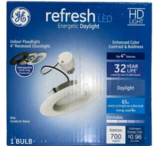 GE Refresh Lighting 4" LED Recessed Downlight Kit  Daylight  HD 700-Lumen RS4
