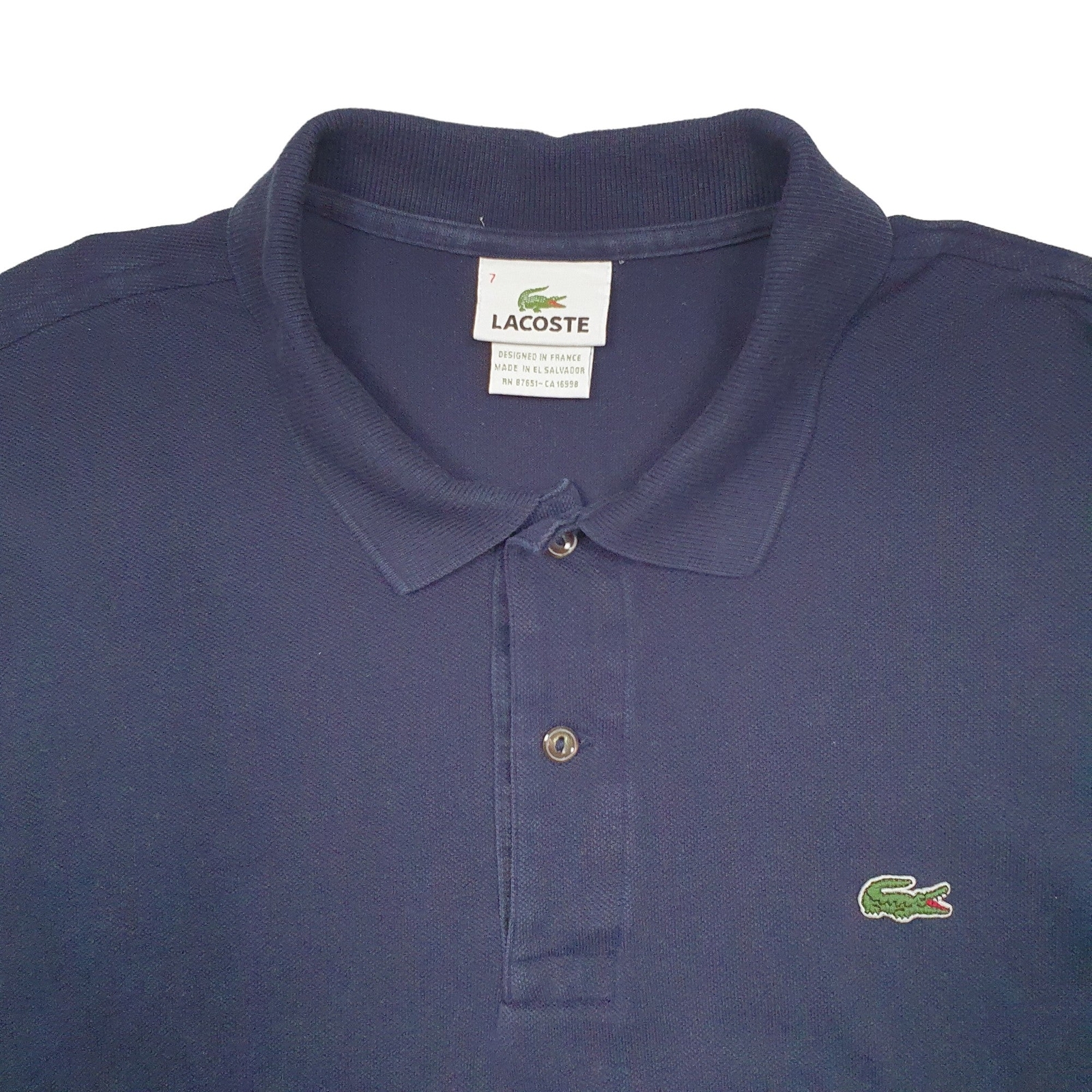 LACOSTE Navy Polo Shirt Short Sleeve Cotton Mens L image 3