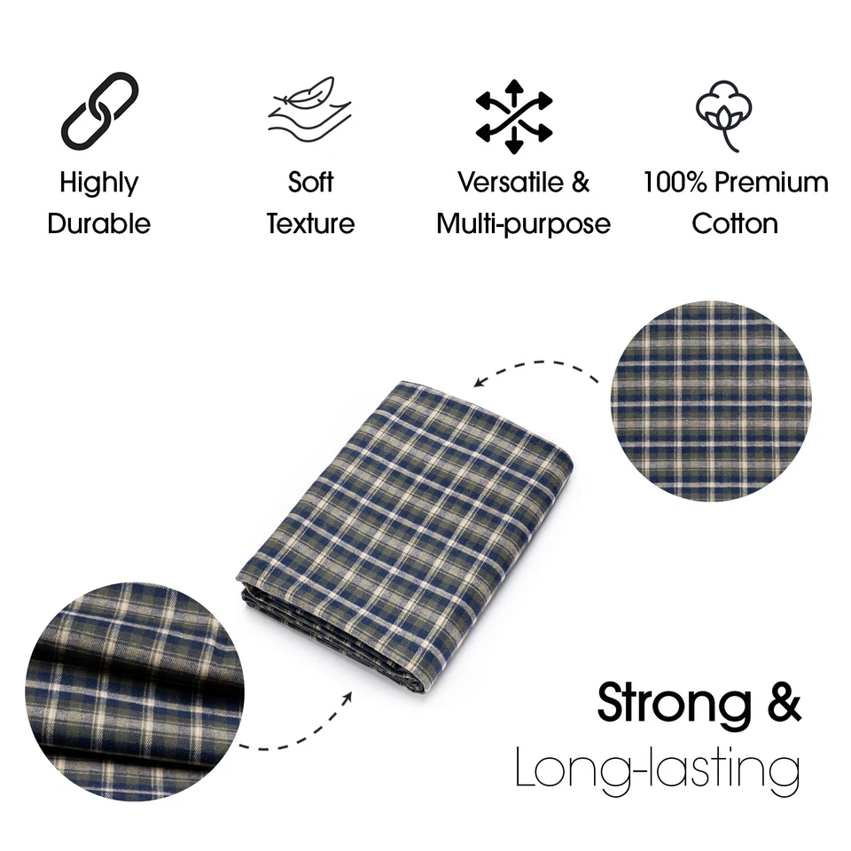 Tela de franela de algodón a cuadros tostado y verde - 60" de ancho - Se vende por yarda y perno Foto 2 de 4