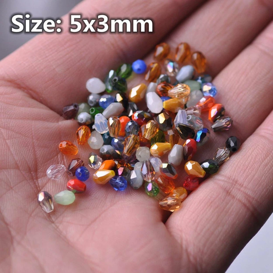 Crystal Glass Teardrop Faceted Loose Craft Beads lot 5x3 7x5 12x8 15x10 18x12mm - Image 4 of 4