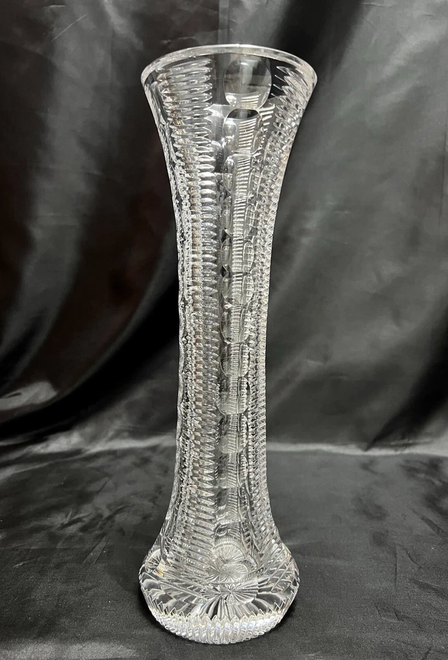 Jarrón de tulipán de madera de cricket de 12” de cristal irlandés Heritage RARO, soplado a mano en la boca Foto 4 de 4