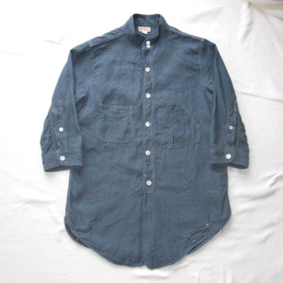 FREEWHEELERS THE SKIPPER 3 4 Sleeve Work Shirt 14 BLUE GRAY men