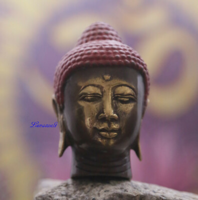 - Buddha Kopf, Buddha Büste, Figur aus Messing 7 cm 