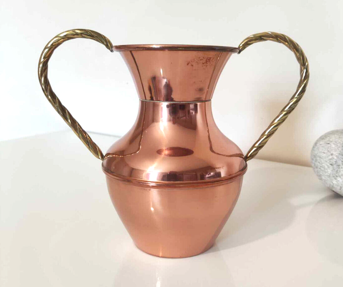 Vase Cuivre Villedieu L. Lecellier Avec Anse - Décoratif 26cm