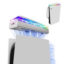 Console Cooling Fan With Dust Cover Colorful Led Light For Ps5 Console Disc Edit