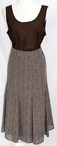 NWOT Emma James Upscale Women's 12 Brown Poka Dot 3pc Tank SS Button Up & Skirt - Picture 4 of 9