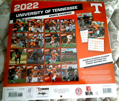 University of Tennessee 2022 Academic Wall Calendar 12"X24"open Sept 21-Dec 22 | eBay