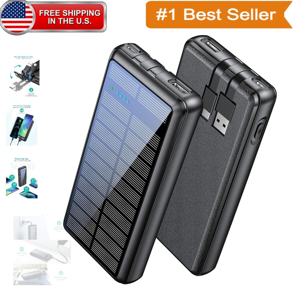 Portable 36800mAh Solar Power Bank: Fast Charging with Safety Protections