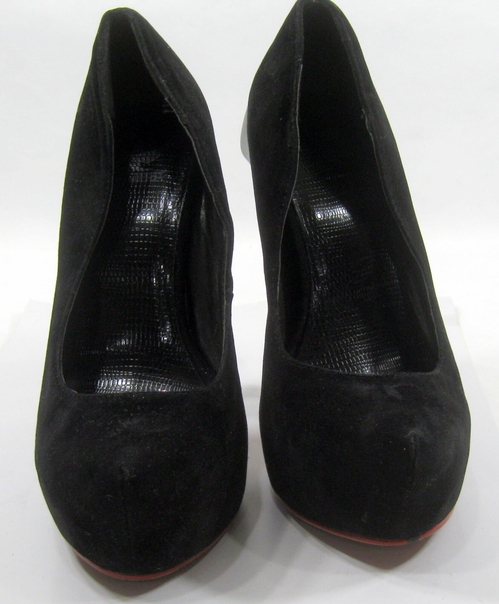 【サイズ22.5】Black Décolleté Platform Heels Black/RED zig zag 5.5