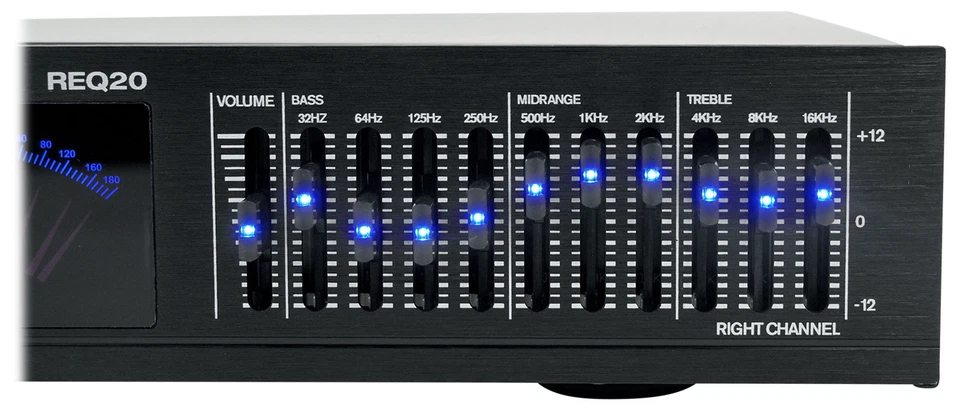 New Rockville REQ20 19" Pro Dual 10 Band Graphic Equalizer EQ w/Dual VU Meters - Image 4 of 4