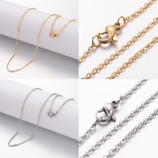 20Pc Non-Tarnish Stainless Steel Necklace Cable Chains with Lobster Clasps 17.7"
