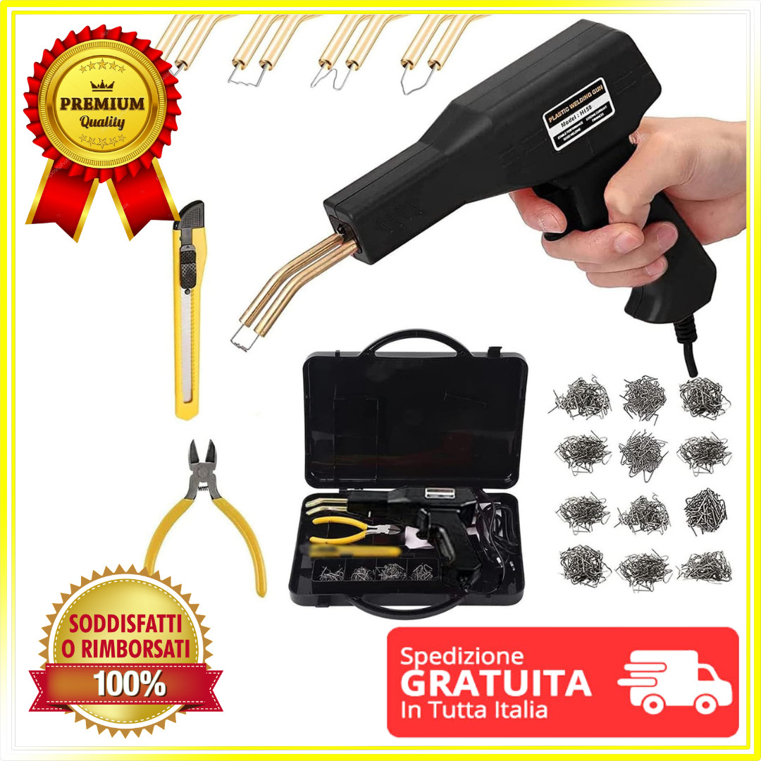 Saldatrice Plastica 150W Alta Efficienza - Kit Riparazione 800 Graffette