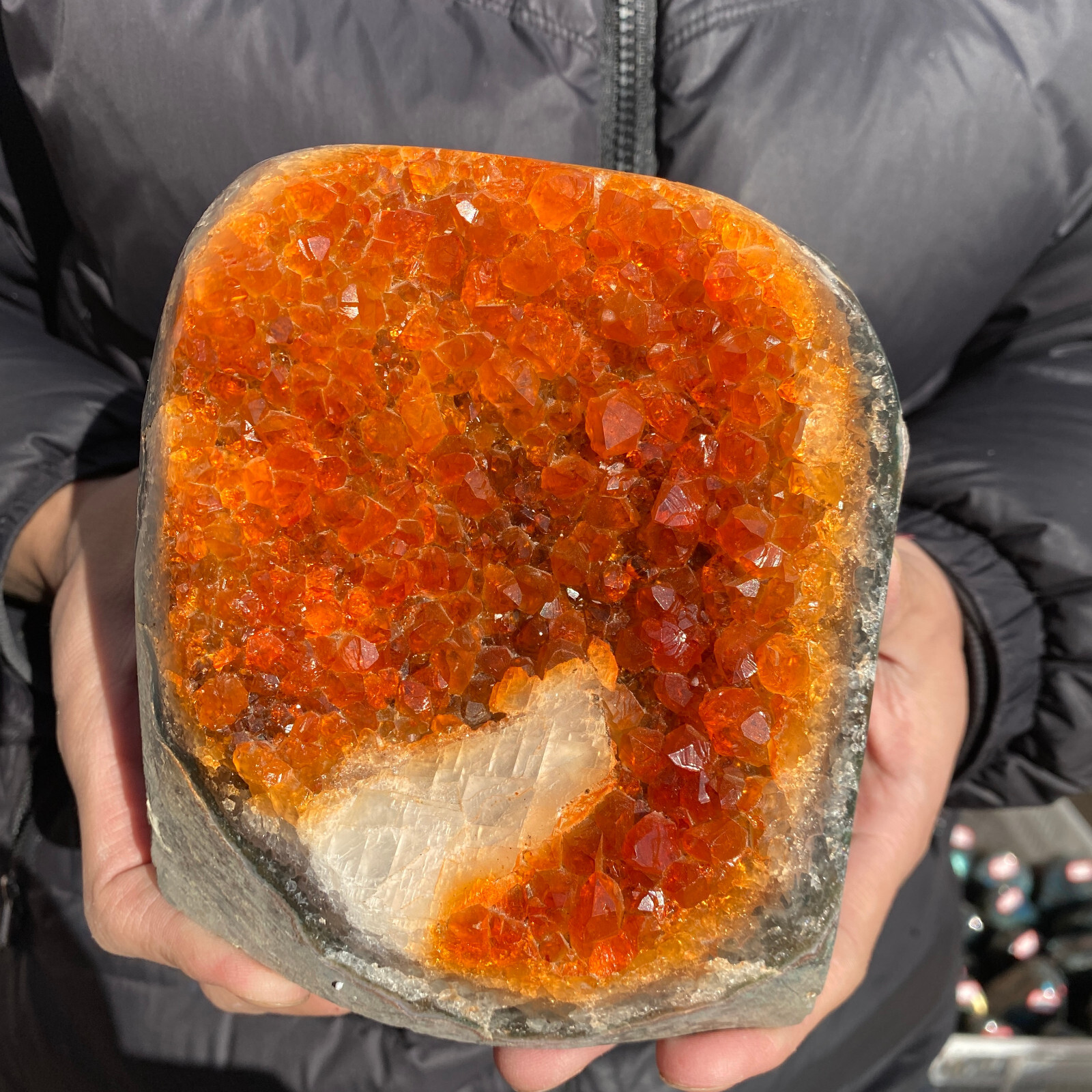 5LB Natural Citrine Geode Quartz Cluster Crystal Cathedral Healing Specimen