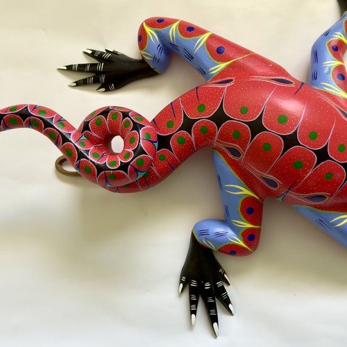 Oaxacan Holz geschnitzt & handbemalt Leguan von Alejandrino Fuentes - Bild 11 von 14