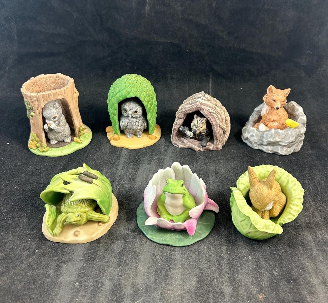 Franklin Mint Woodland Surprises Group of 7 Figurines Porcelain