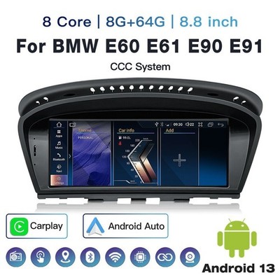 8.8'' Android CarPlay Headunit GPS Navi for BMW 3 5 Series E60 E90 CCC 2005-2008