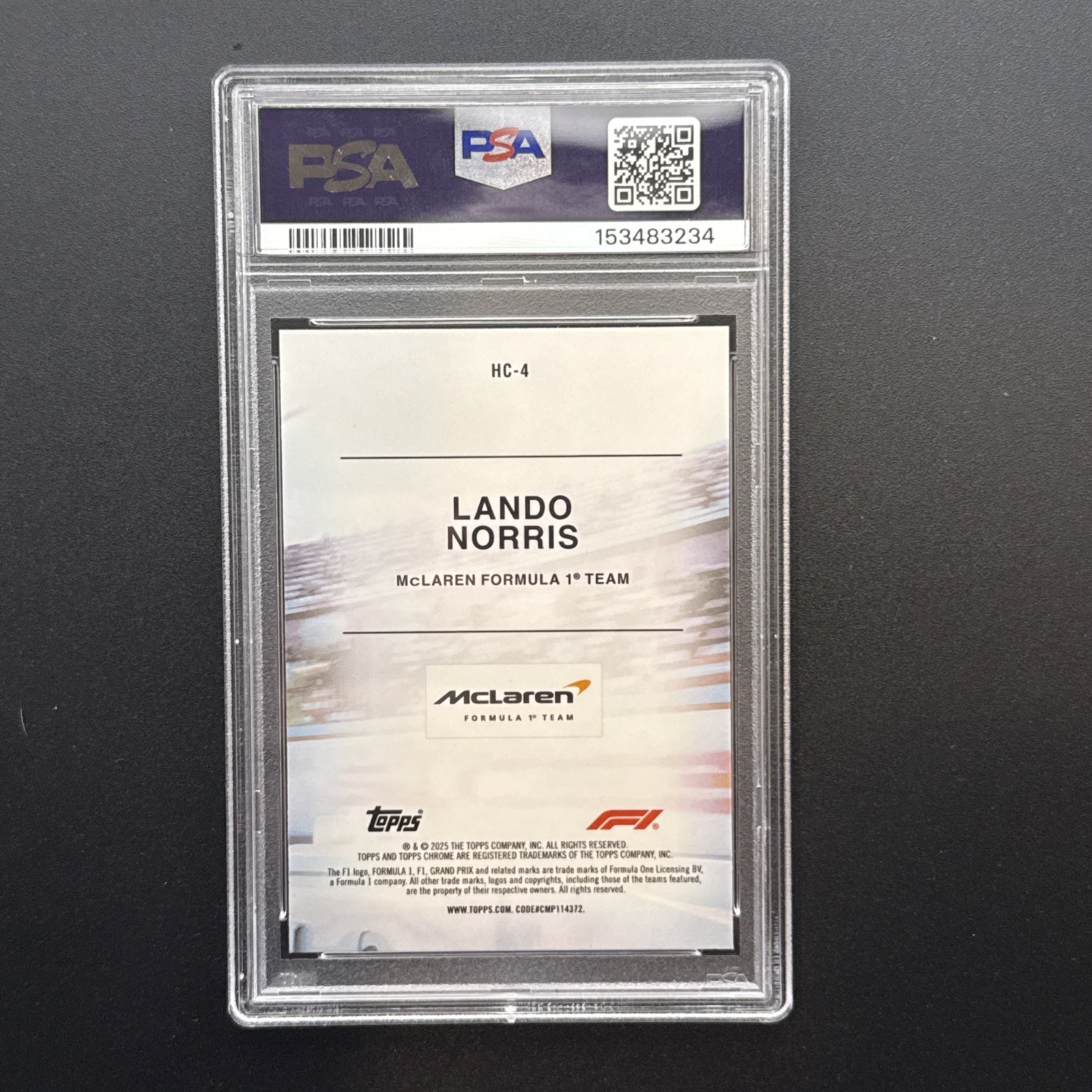 2025 Topps Chrome F1 Lando Norris Helmet Collection PSA 9 view 2