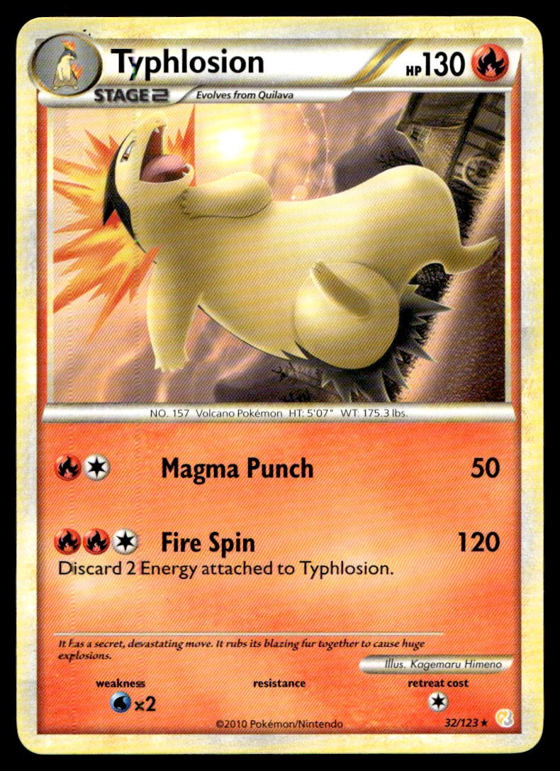 Typhlosion HeartGold SoulSilver Rare 32/123 2010 Pokemon TCG