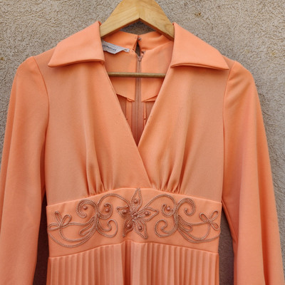 Vintage JC PENNEY Women's Dress Size 10 Orange Pleated Embroidered Wedding Event | eBay Vintage JC PENNEY Women's Dress Size 10 Orange Pleated Embroidered Wedding Event | eBay