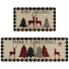 Christmas Kitchen Rugs and Mats Set of 2Christmas Tree Kitchen mat for Floor