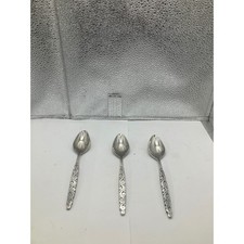 Set of 3 Ornate Stainless Steel Spoons Decorative Handle Serving or Teaspoons