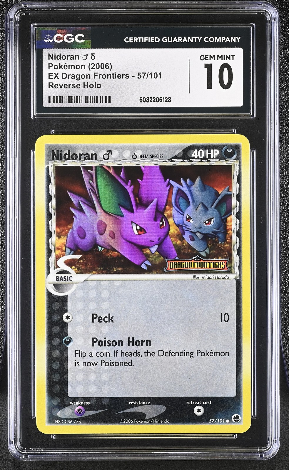 CGC 10 Nidoran 2006 EX Dragon Frontiers 57/101 Reverse Holo STAMPED Pokemon Card