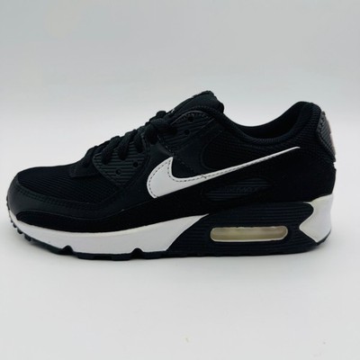 Nike Air Max 90 Black White Leather Running CQ2560-001 Women's