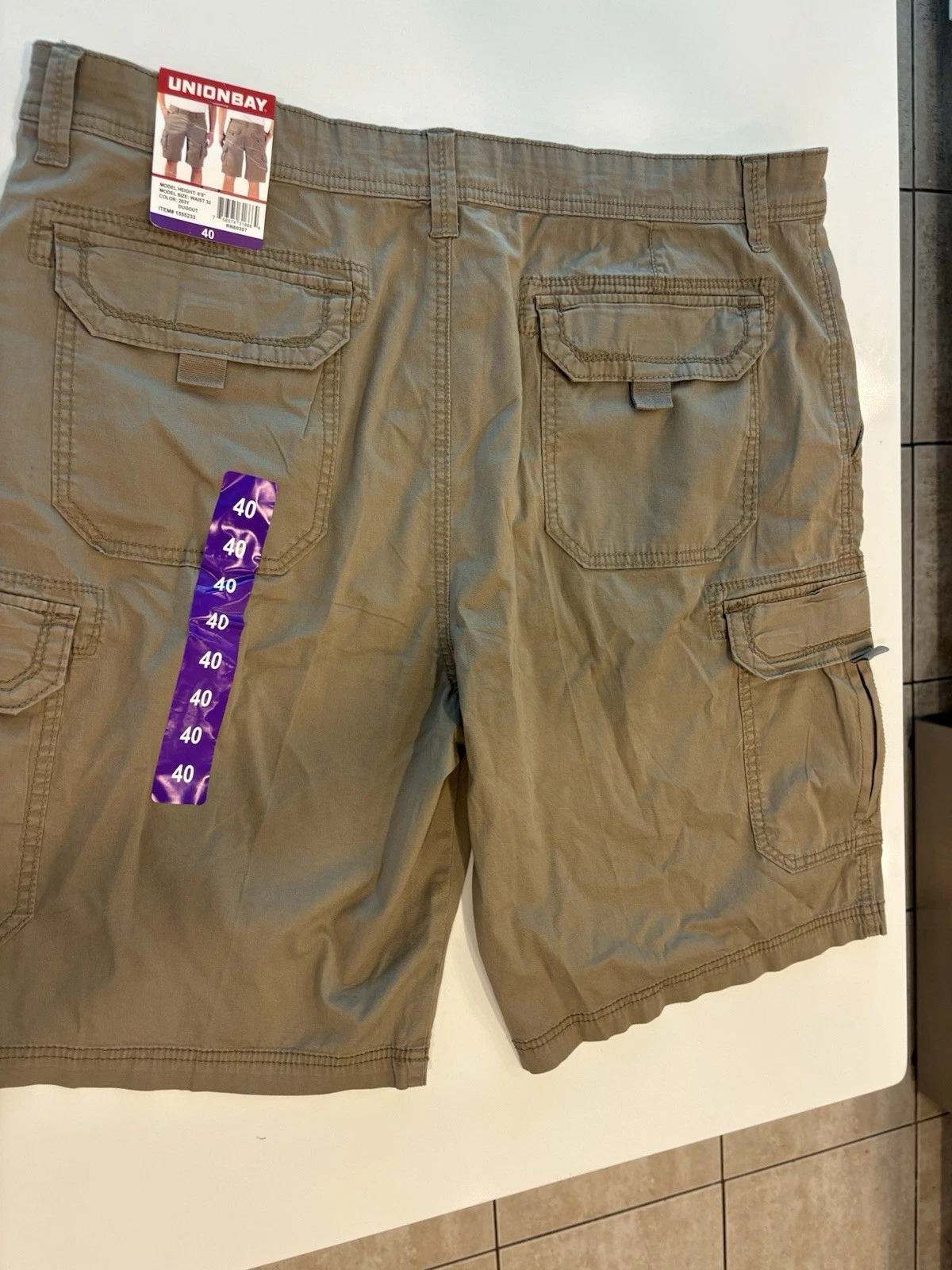 Unionbay Mens Cargo Shorts Tan 40 Cotton Dugout Lightweight Relaxed 1555233