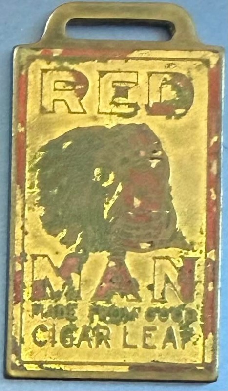 Watch fob: RARE Red Man chew tobacco (America's Best Chew), P. Morris (Lot #203)