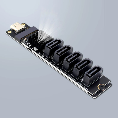 M.2 B-Key zu 5-Port SATA 6G Erweiterungskarte, Typ-C, LED-Anzeige