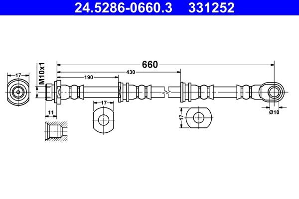 NEU - ATE 24.5286-0660.3 Bremsschlauch FüR Mitsubishi-image