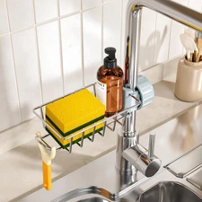 Kitchen Sink Faucet Organizer Sponge Holder - Stainless Steel - New