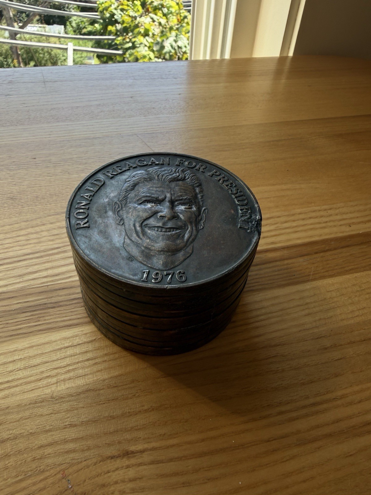 Htf Ronald Reagan Bronze Political Campaign Souvenir Memorabilia Trinket Statue