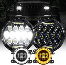 LED Headlight for Wrangler  4" LED Fog Lights, 7" 105W round LED Headlights wit