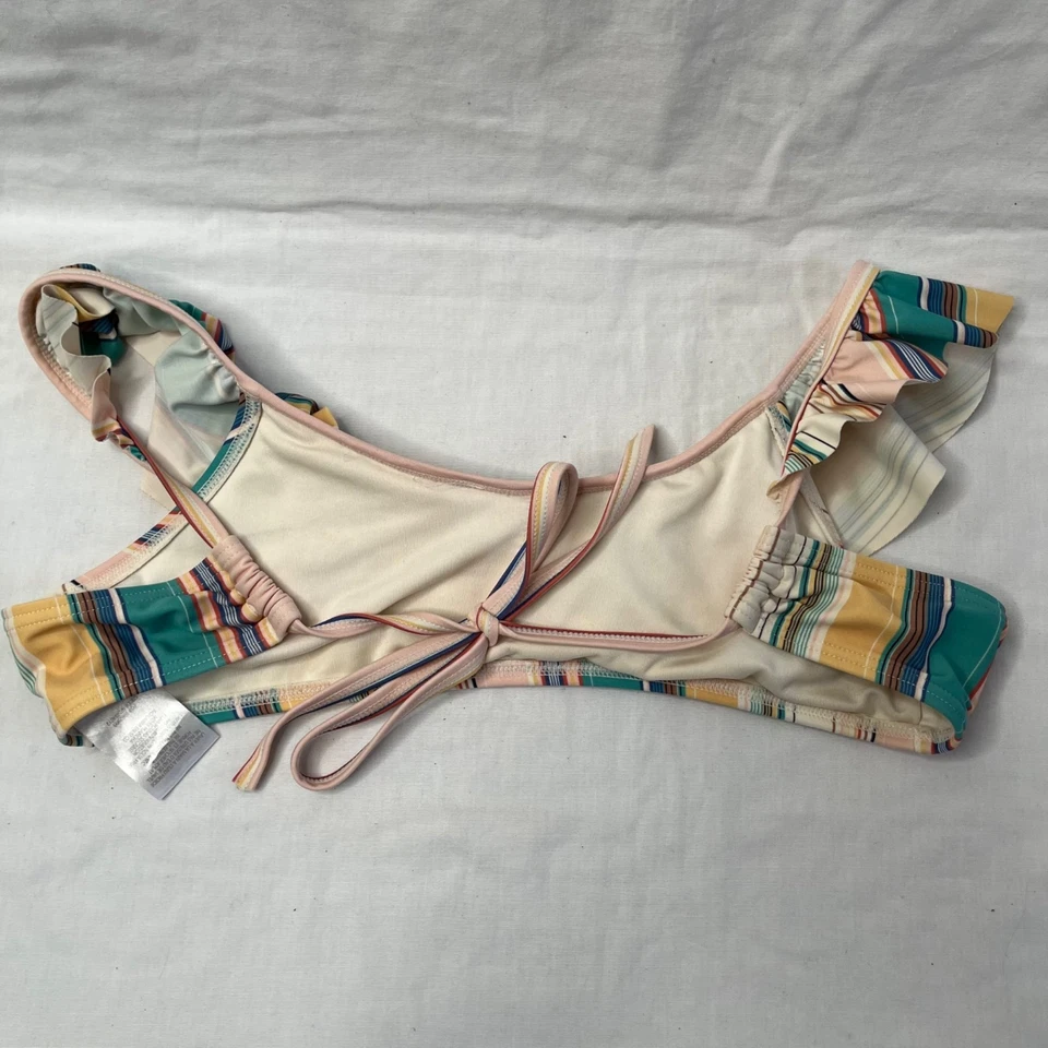 Top de natación de bikini con volantes multicolor a rayas talla 12 O'Neill para niñas Foto 4 de 4