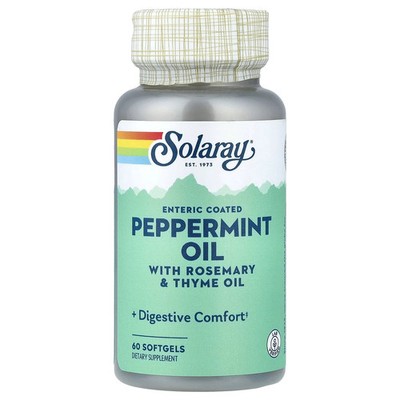 2 X Solaray, Enteric Coated Peppermint Oil With Rosemary & Thyme Oil, 60 Softge