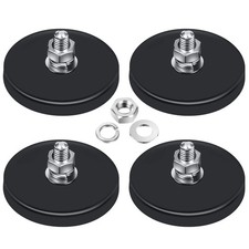 4 Pack Neodymium Magnet Rubber Coated Mounting Magnets with Bolt Nuts