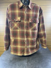 Scandia Woods Maroon & Tan Plaid Quilt Lined Shirt/Jacket Size Large