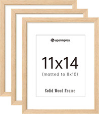 Upsimples 11X14 Picture Frame Set of 3, Natural Solid Wooden Picture Frames, Di