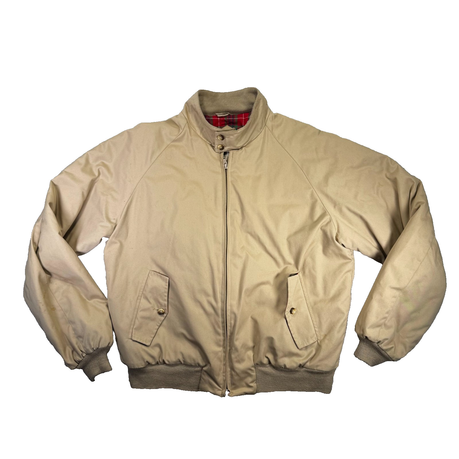 Vintage Ballymoor Harrington Jacket Mens L Beige Quilted Flannel Lined 80s Retro
